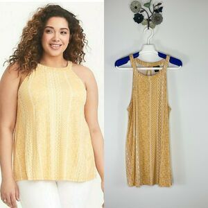 Torrid Yellow White Tank Sleeveless Halter Top High Neck Shirt Women's Size 1